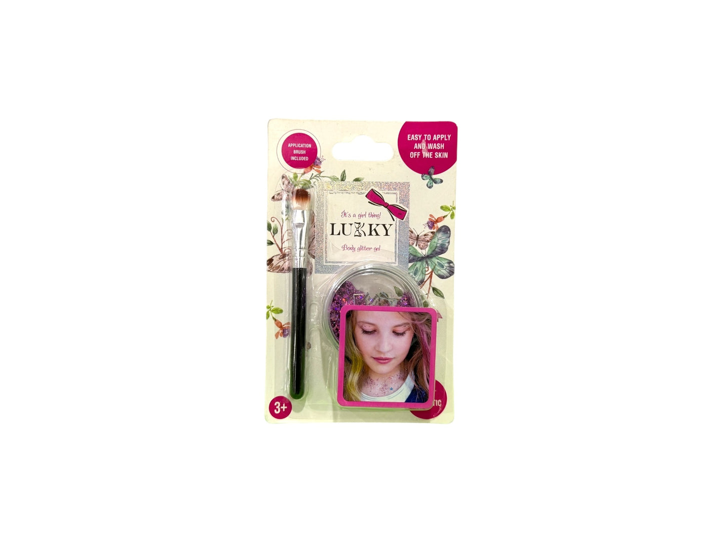 Lukky Body Glitter Gel W/ Brush (25Ml) (Purple)