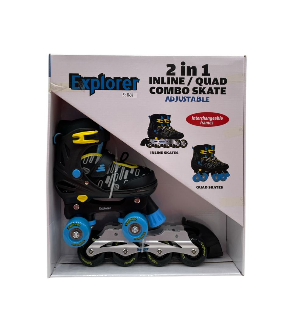 2 In 1 Inline/Quad Combo Skate Adjustable