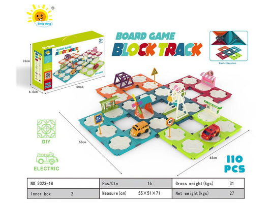 Building Block Electric Track (Fire Truck + School Bus, 110Pcs)