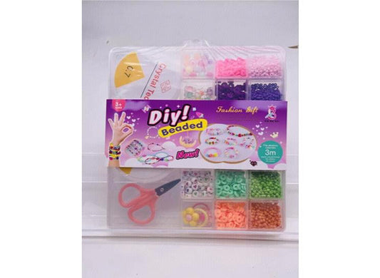 Girls Jewelry Toys-Diy Beaded Box 20 Grids/Coil Scissors/Letter Beads/Millet Beads